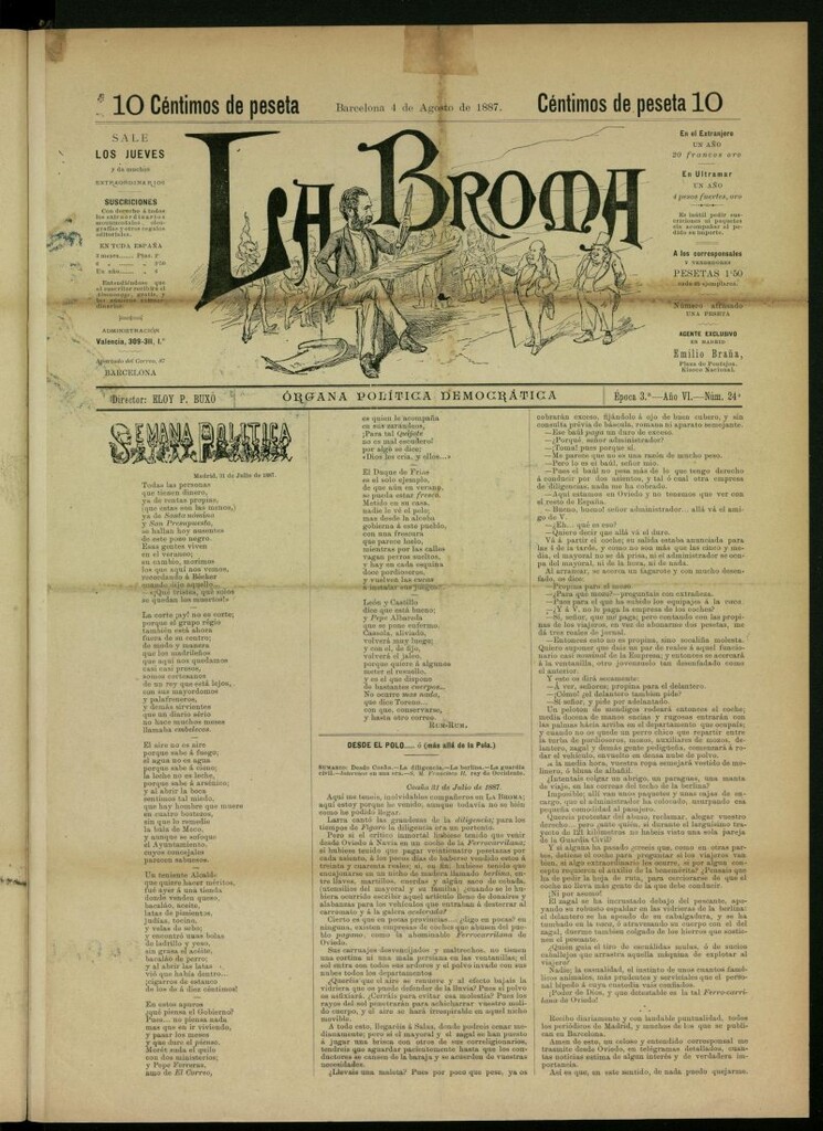 Miniatura de La Broma : órgana política liberala del 4 de agosto de 1887, nº 24