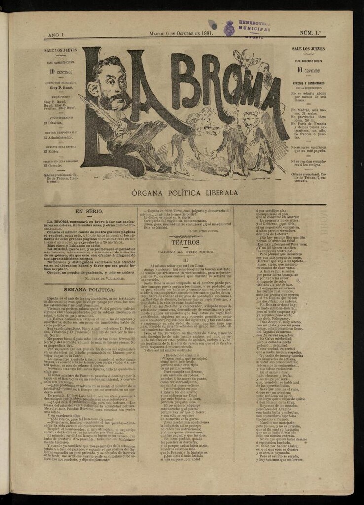 Miniatura de La Broma, de 6 de octubre de 1881, nº 1