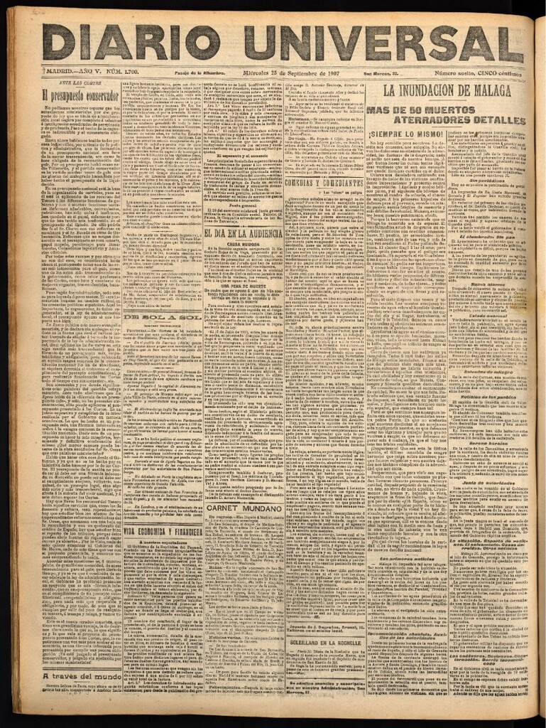 Miniatura de Diario Universal del 25 de septiembre de 1907