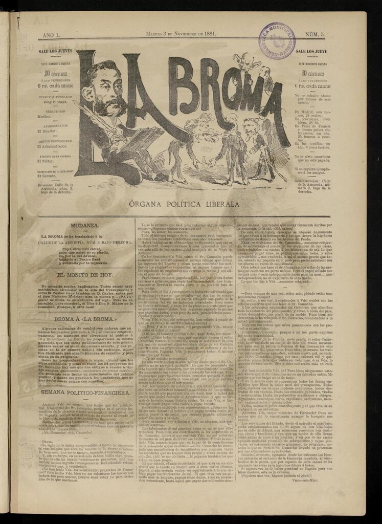 Miniatura de La Broma, de 3 de noviembre de 1881, nº 5
