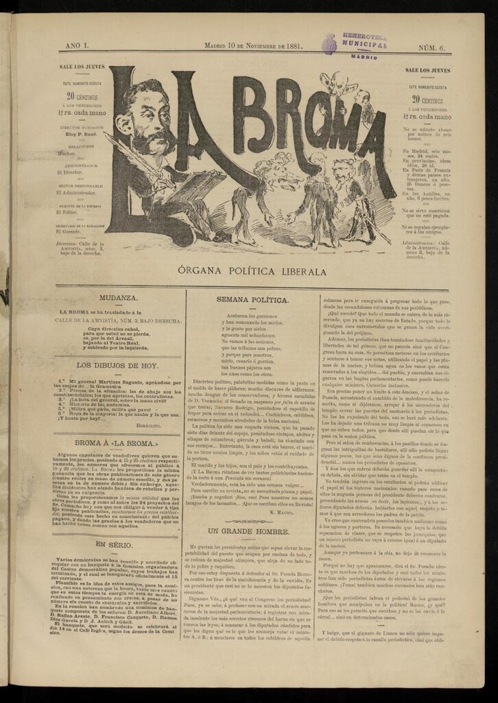 Miniatura de La Broma, de 10 de noviembre de 1881, nº 6