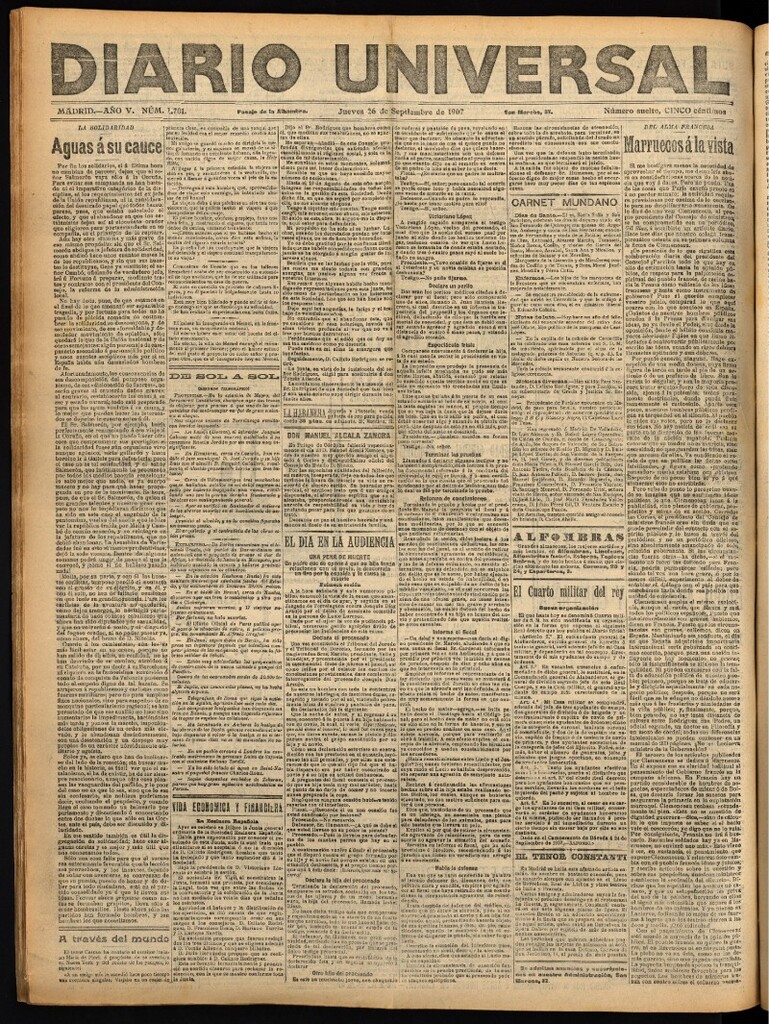 Miniatura de Diario Universal del 26 de septiembre de 1907