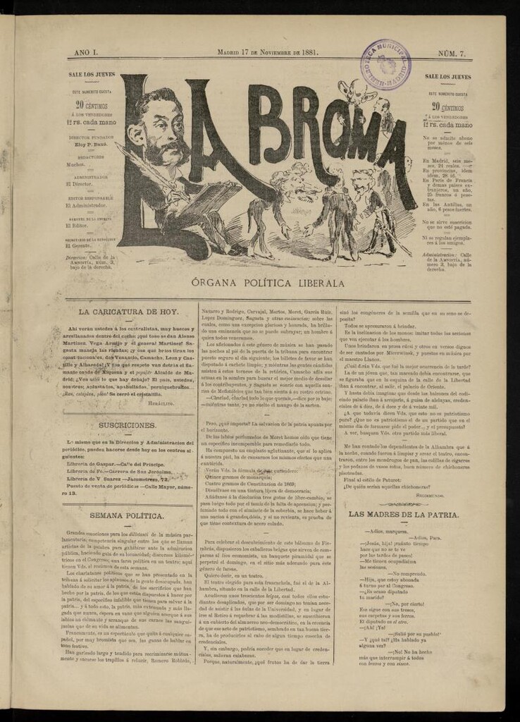 Miniatura de La Broma, de 17 de noviembre de 1881, nº 7