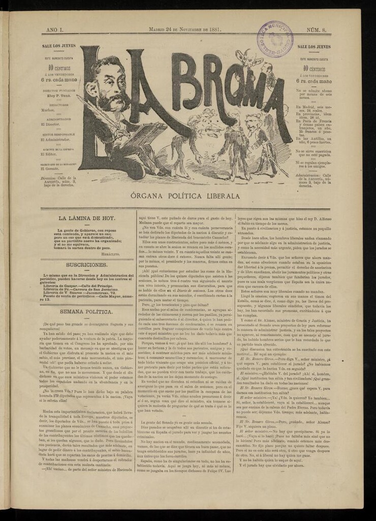 Miniatura de La Broma, de 24 de noviembre de 1881, nº 8