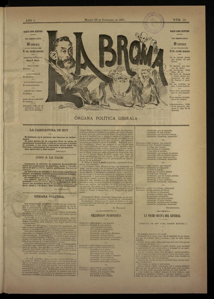 Miniatura de La Broma, de 22 de diciembre de 1881, nº 12