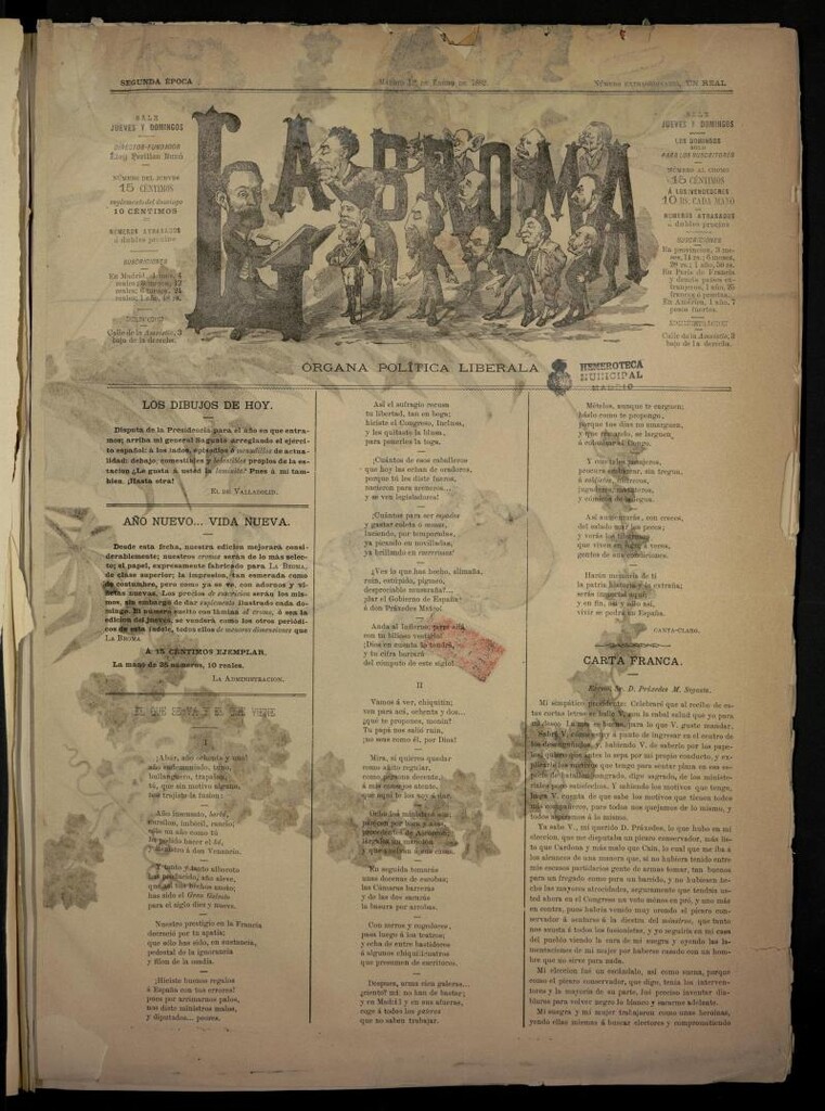 Miniatura de La Broma, de 1 de enero de 1882, nº extraordinario