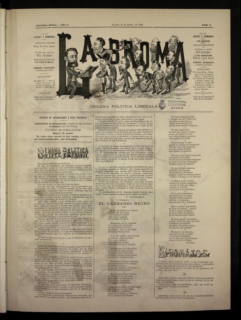 Miniatura de La Broma, de 12 de enero de 1882, nº 2