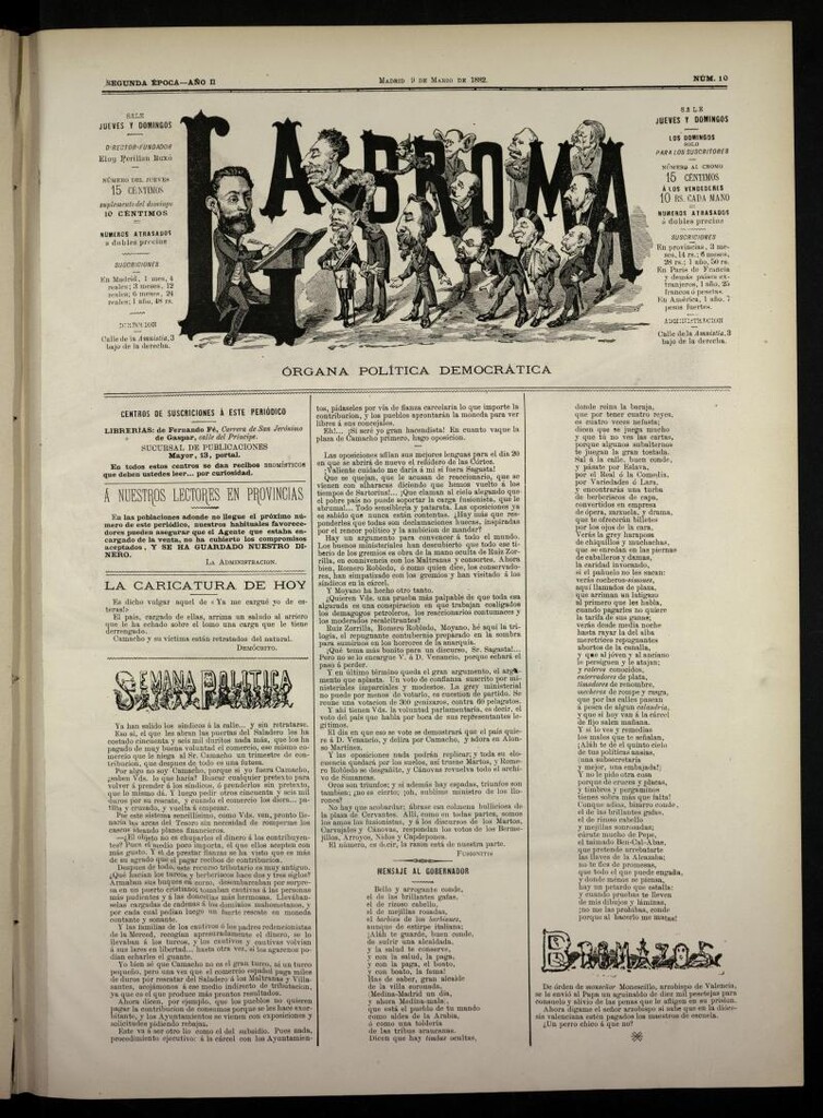 Miniatura de La Broma, de 9 de marzo de 1882, nº 10
