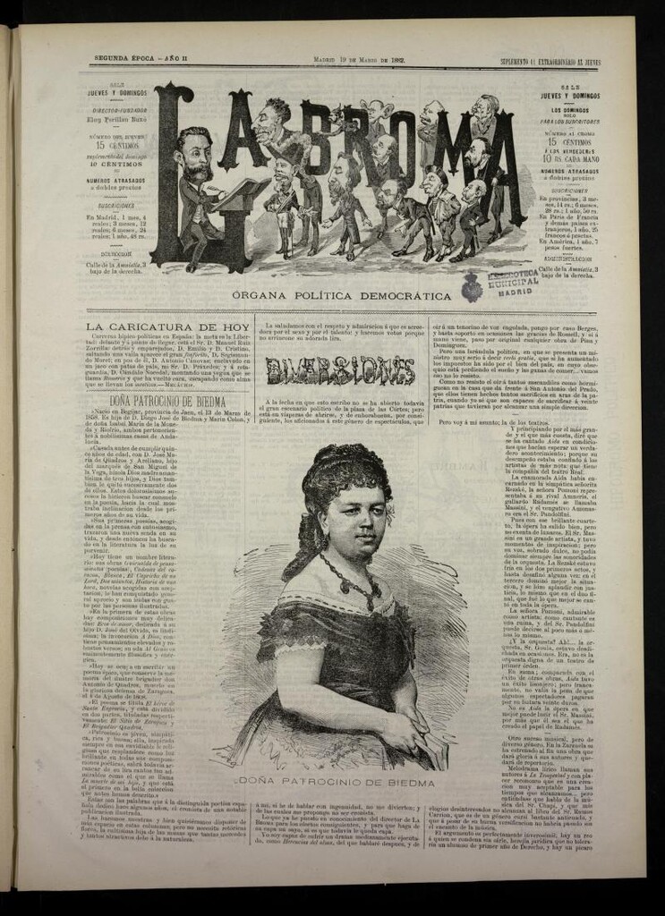 Miniatura de La Broma, de 19 de marzo de 1882, suplemento 11º extraordinario al jueves