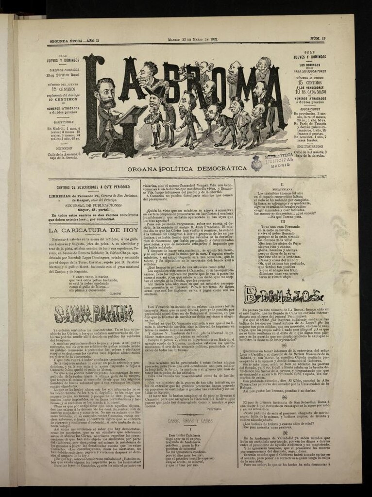 Miniatura de La Broma, de 23 de marzo de 1882, nº 12