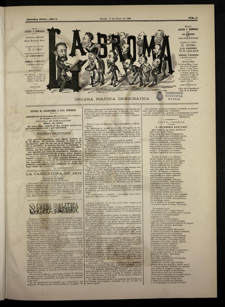 Miniatura de La Broma, de 30 de marzo de 1882, nº 13