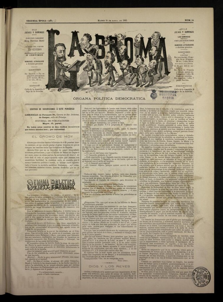 Miniatura de La Broma, de 20 de abril de 1882, nº 16