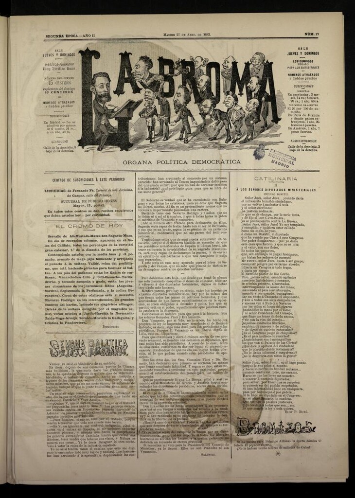 Miniatura de La Broma, de 27 de abril de 1882, nº 17