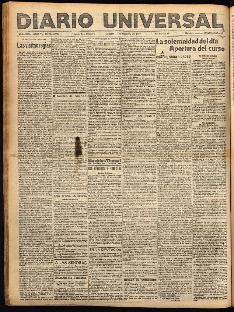 Miniatura de Diario Universal del 1 de octubre de 1907