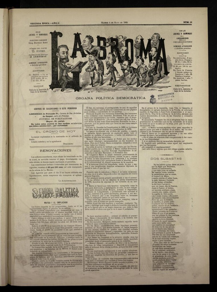 Miniatura de La Broma, de 4 de mayo de 1882, nº 18