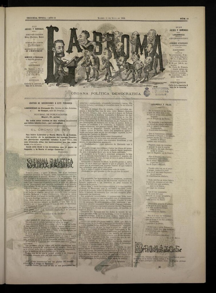 Miniatura de La Broma, de 11 de mayo de 1882, nº 19