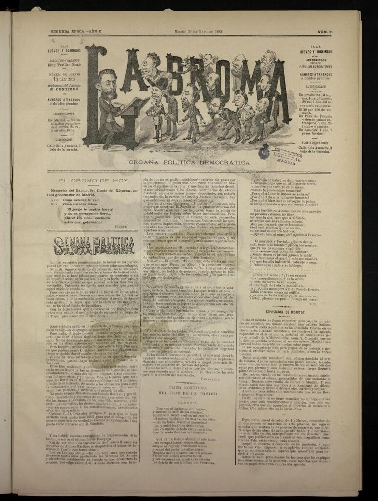 Miniatura de La Broma, de 25 de mayo de 1882, nº 21