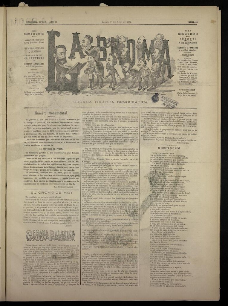 Miniatura de La Broma, de 1 de junio de 1882, nº 22