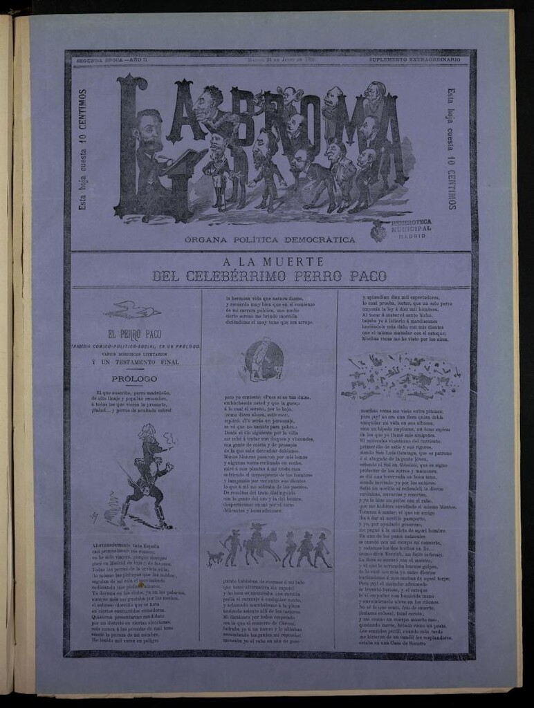Miniatura de La Broma, de 24 de junio de 1882, suplemento extraordinario