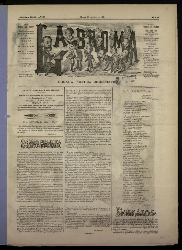 Miniatura de La Broma, de 28 de junio de 1882, nº 26