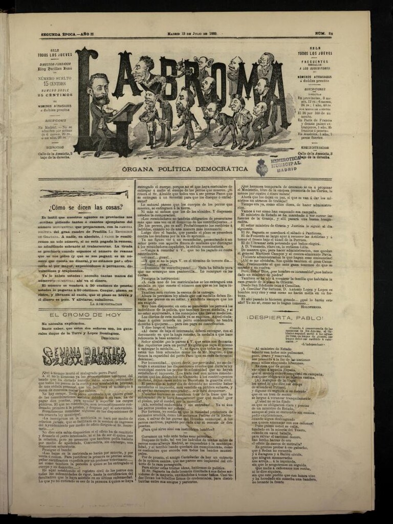 Miniatura de La Broma, de 13 de julio de 1882, nº 28