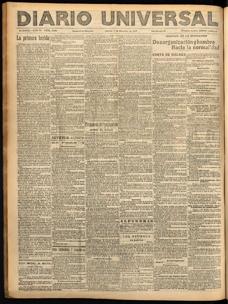 Miniatura de Diario Universal del 3 de octubre de 1907