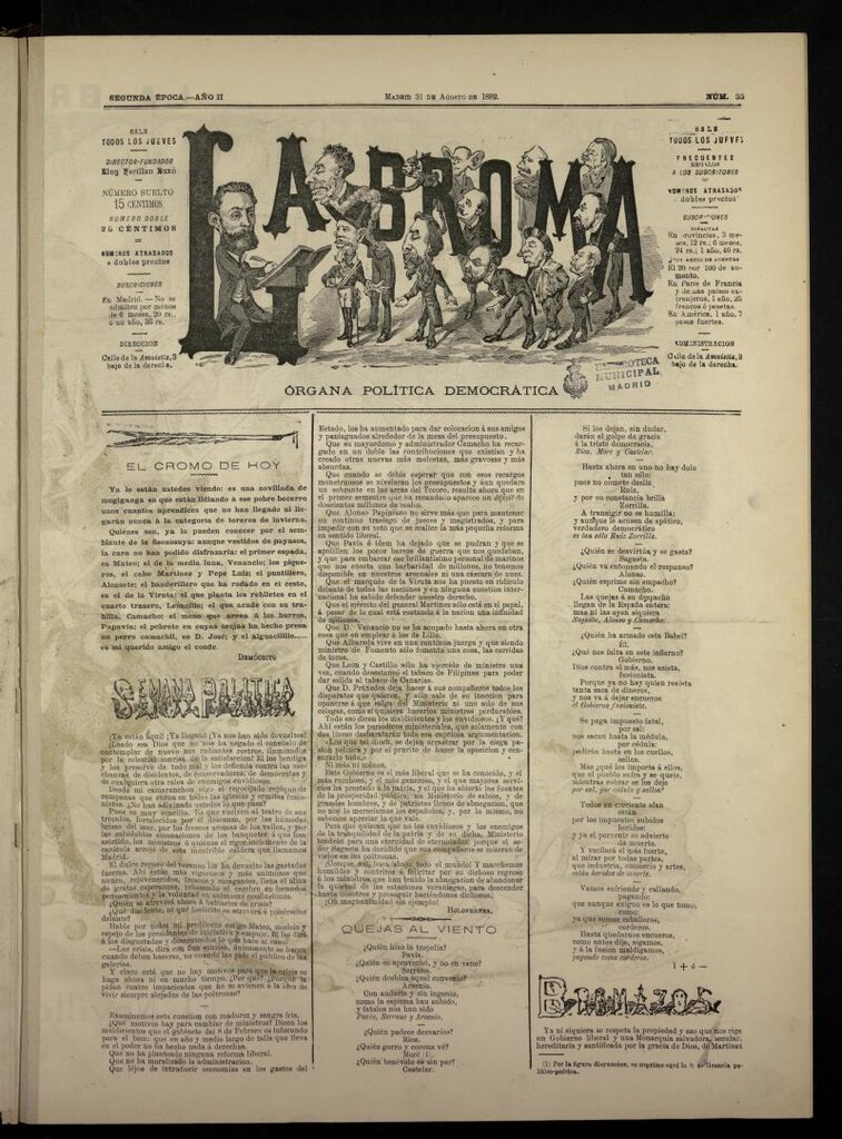 Miniatura de La Broma, de 31 de agosto de 1882, nº 35