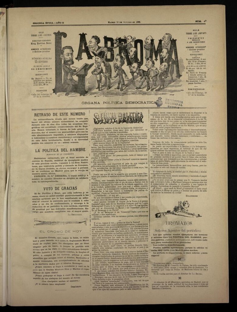 Miniatura de La Broma, de 12 de octubre de 1882, nº 40