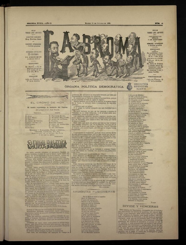 Miniatura de La Broma, de 18 de octubre de 1882, nº 41