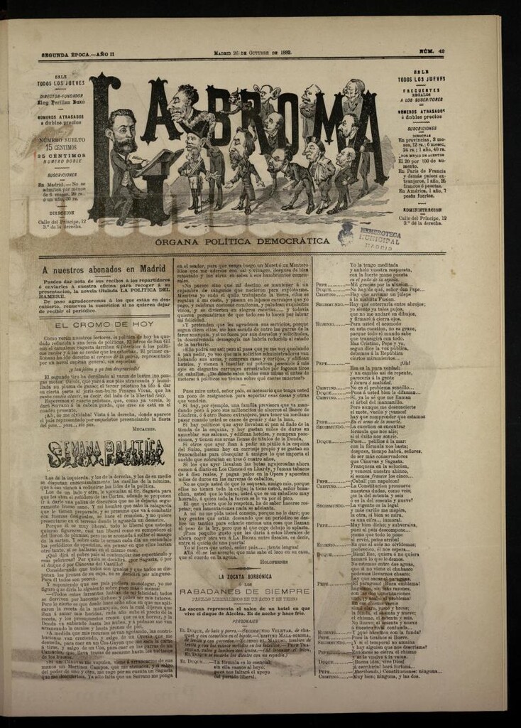 Miniatura de La Broma, de 26 de octubre de 1882, nº 42