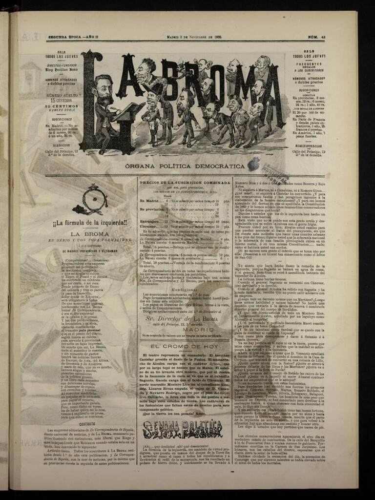 Miniatura de La Broma, de 2 de noviembre de 1882, nº 43