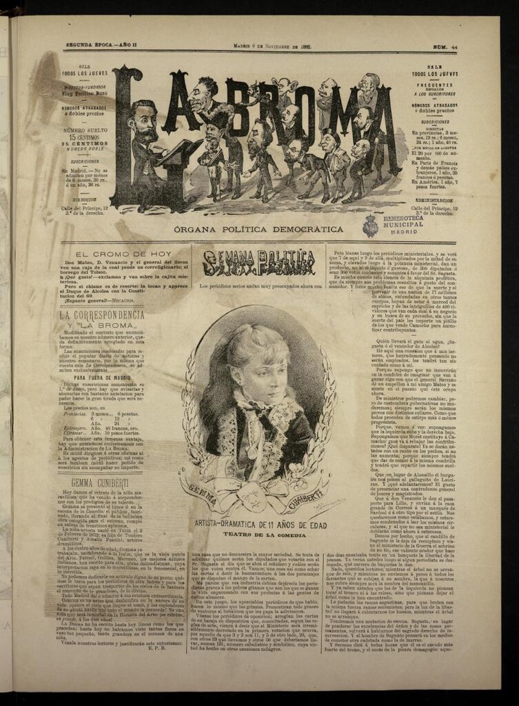 Miniatura de La Broma, de 9 de noviembre de 1882, nº 44