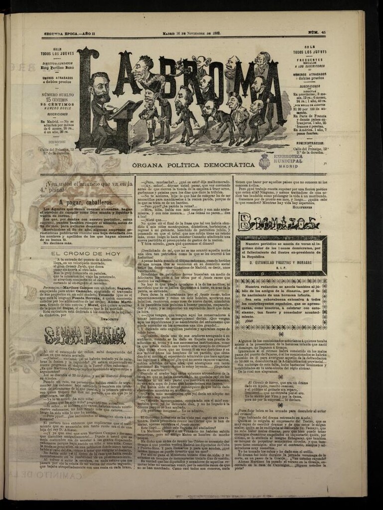 Miniatura de La Broma, de 16 de noviembre de 1882, nº 45