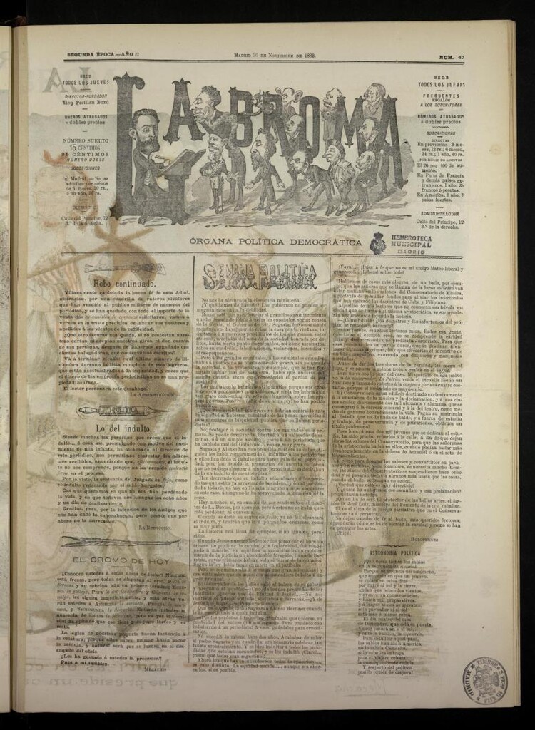 Miniatura de La Broma, de 30 de noviembre de 1882, nº 47