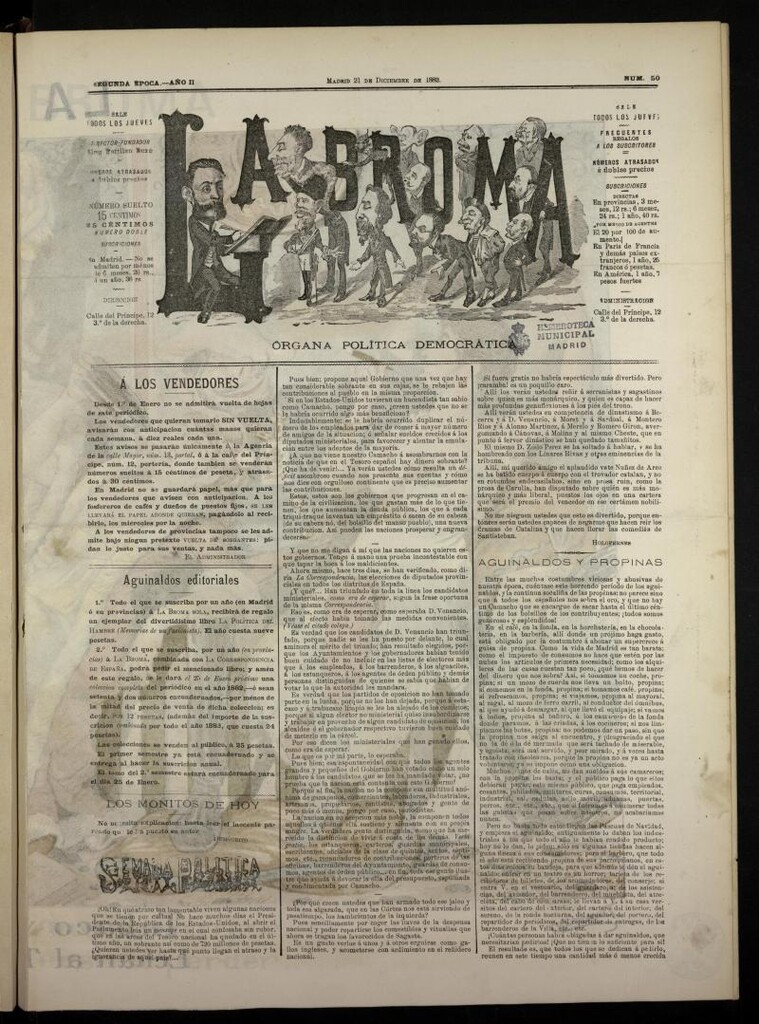 Miniatura de La Broma, de 21 de diciembre de 1882, nº 50