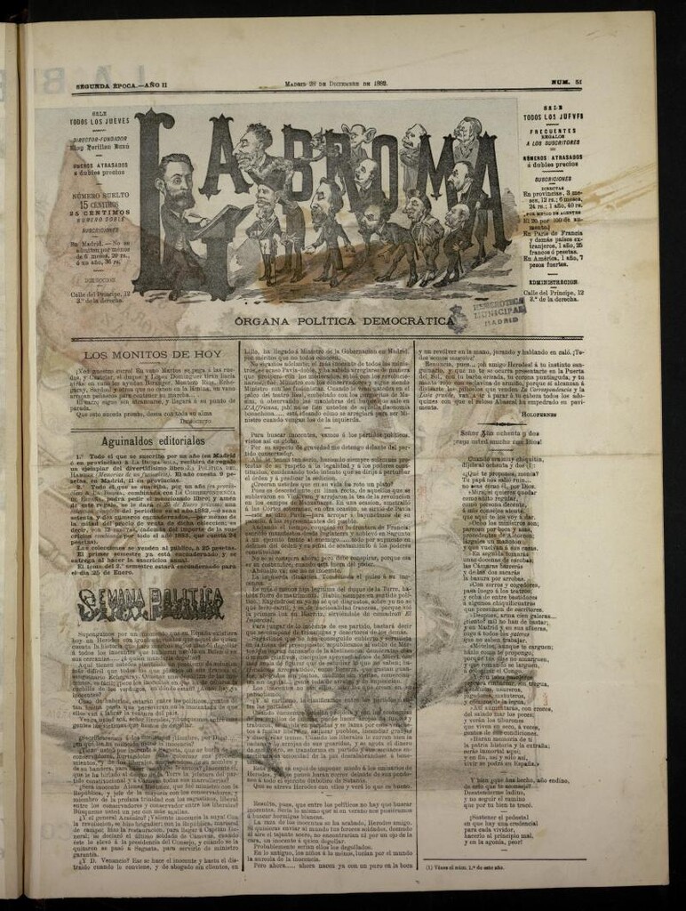 Miniatura de La Broma, de 28 de diciembre de 1882, nº 51