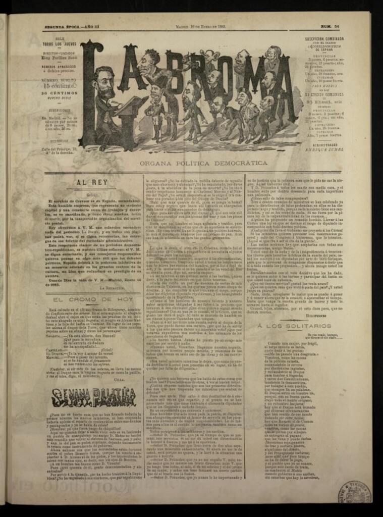 Miniatura de La Broma, de 18 de enero de 1883, nº 54