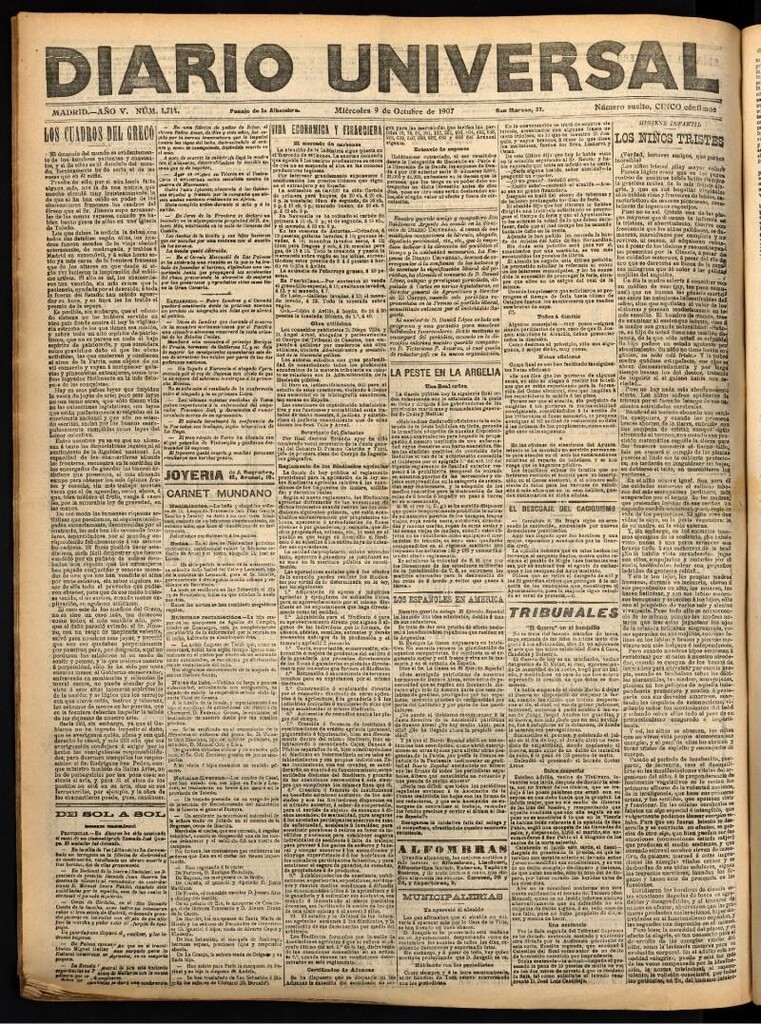 Miniatura de Diario Universal del 9 de octubre de 1907