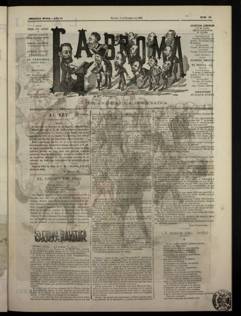 Miniatura de La Broma, de 8 de febrero de 1883, nº 57