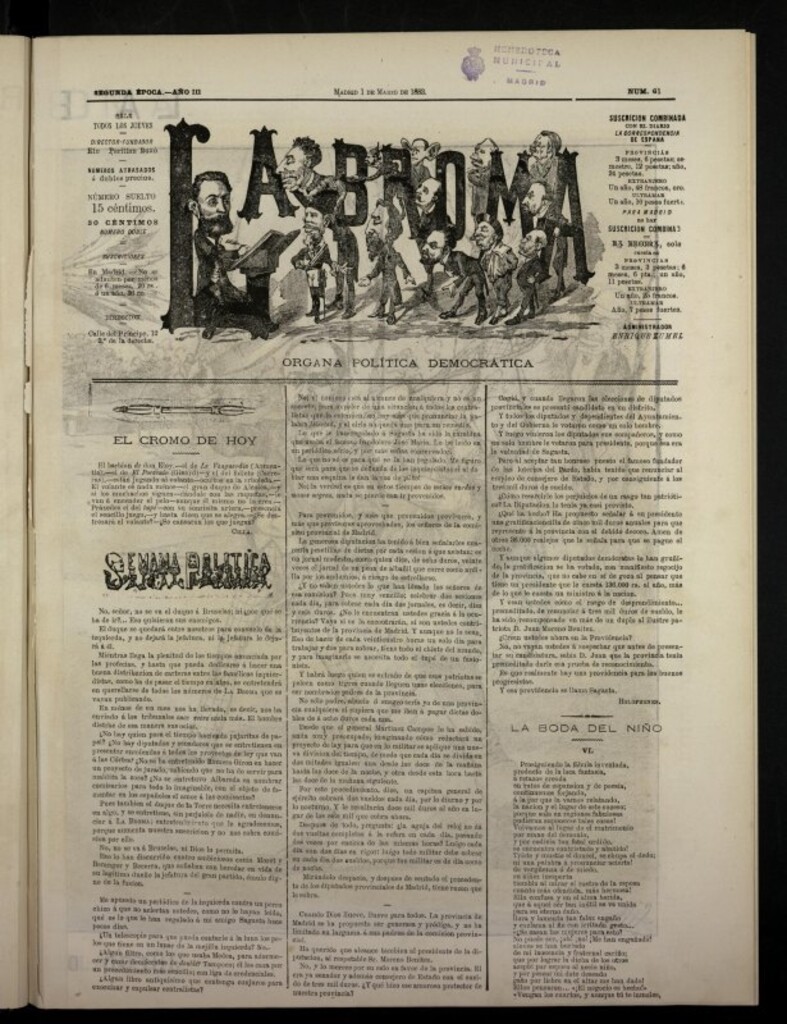 Miniatura de La Broma, de 1 de marzo de 1883, nº 61