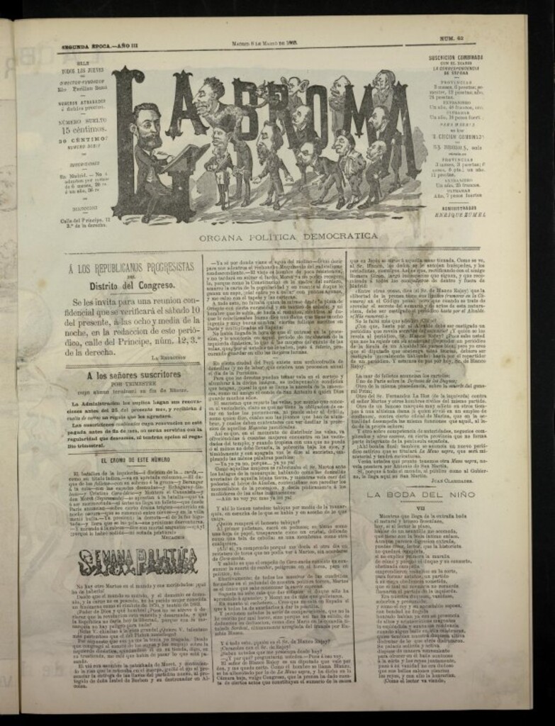 Miniatura de La Broma, de 8 de marzo de 1883, nº 62