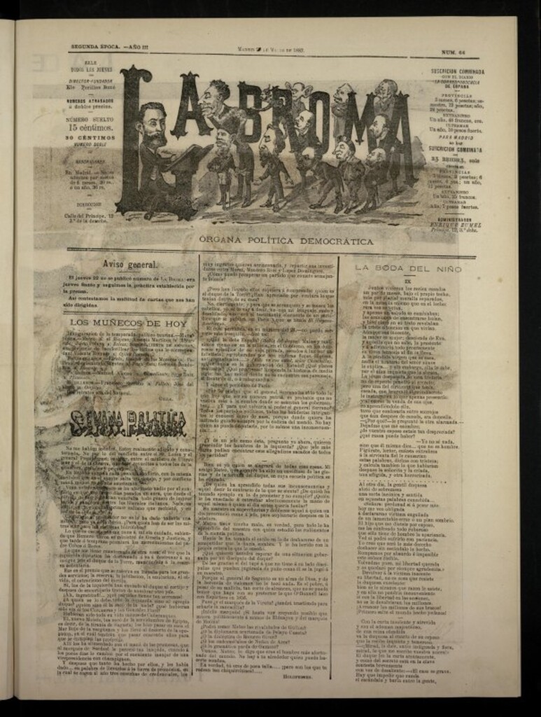 Miniatura de La Broma, del 21 de marzo de 1883, nº 64