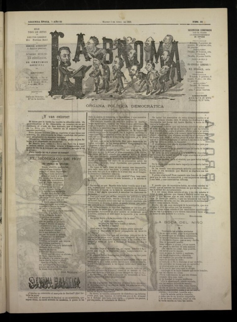 Miniatura de La Broma, de 5 de abril de 1883, nº 65