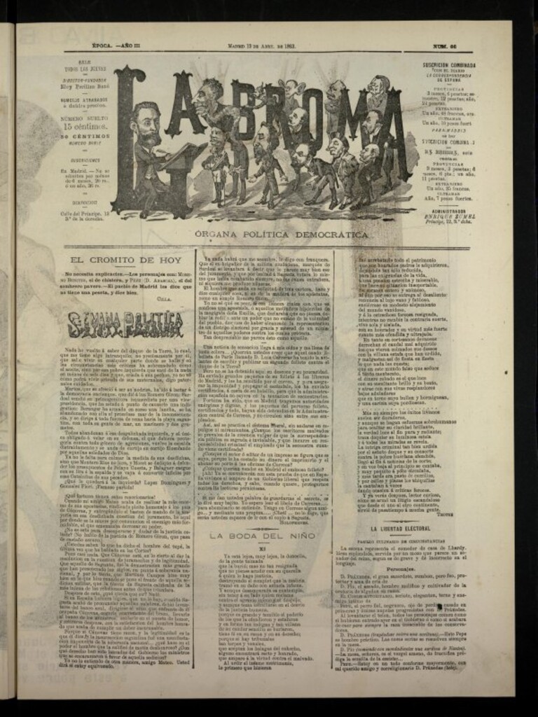 Miniatura de La Broma, de 12 de abril de 1883, nº 66