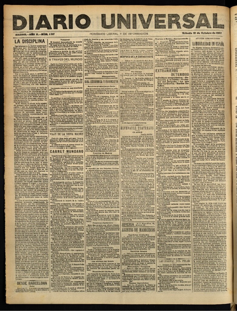 Miniatura de Diario Universal del 12 de octubre de 1907