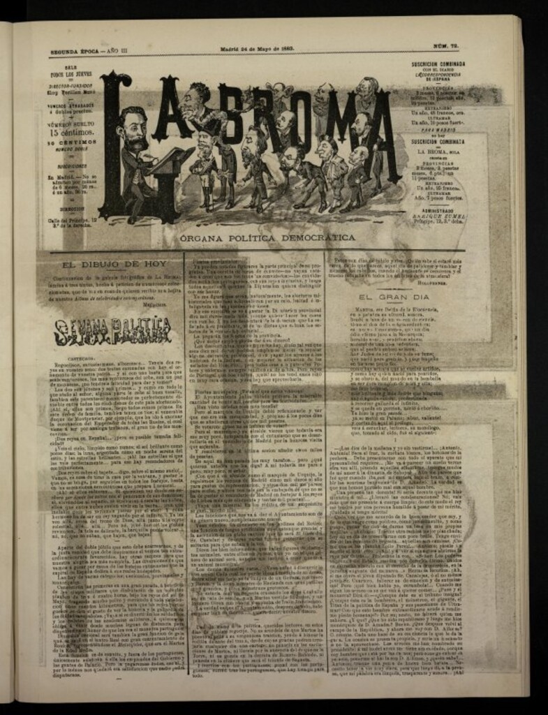 Miniatura de La Broma, de 24 de mayo de 1883, nº 72