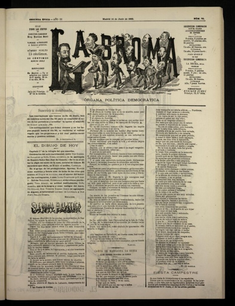 Miniatura de La Broma, de 14 de junio de 1883, nº 75