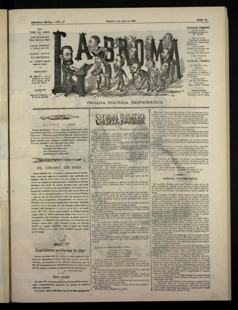 Miniatura de La Broma, de 5 de julio de 1883, nº 78