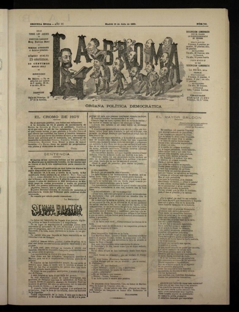 Miniatura de La Broma, de 19 de julio de 1883, nº 80