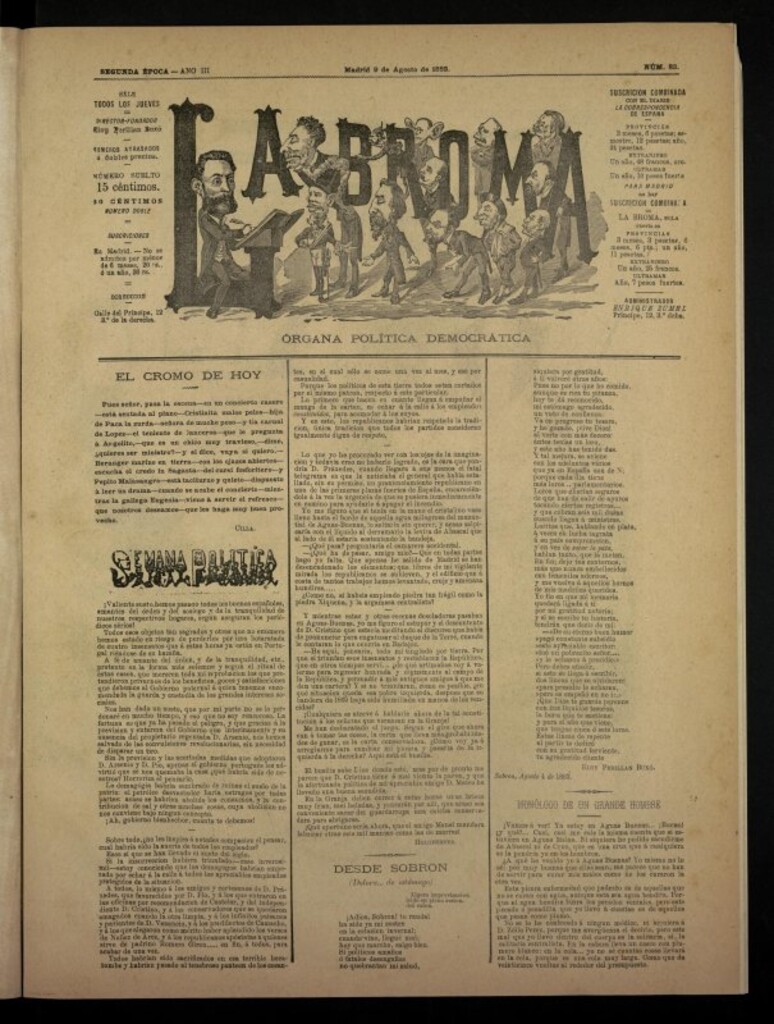 Miniatura de La Broma, de 9 de agosto de 1883, nº 83